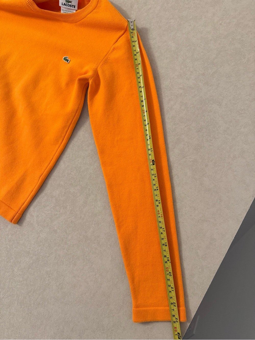 Vintage Collector Lacoste Made in France Orange Crewneck Knit Sweater XS-S FR 36 - Picture 11 of 17